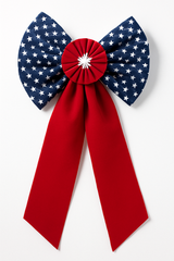 Large Patriotic Flocked Bow Decoration