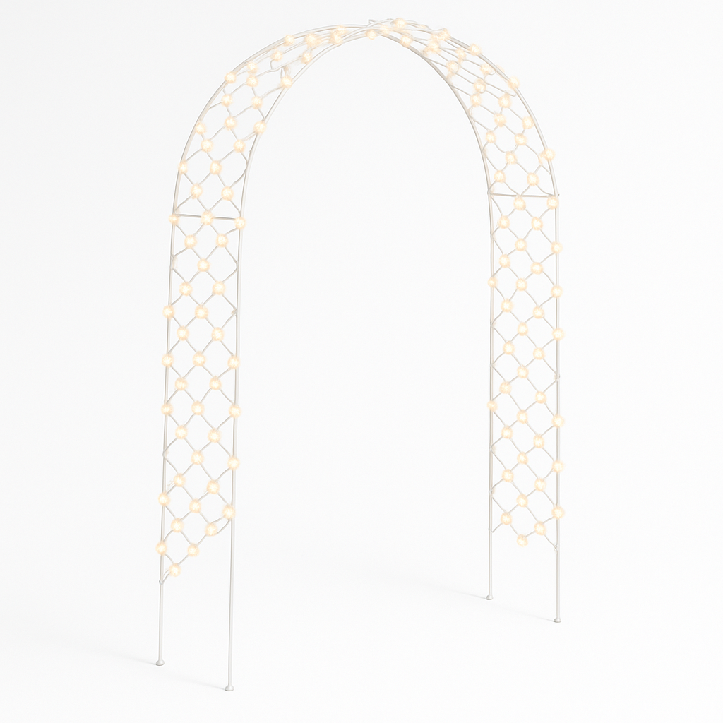 Elegant Light-Up Wedding Arch with 150 String Lights, 8-ft