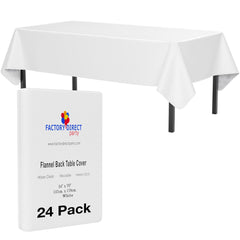 White Flannel Backed Plastic Table Cover 54 In. x 70 In. | Case of 24