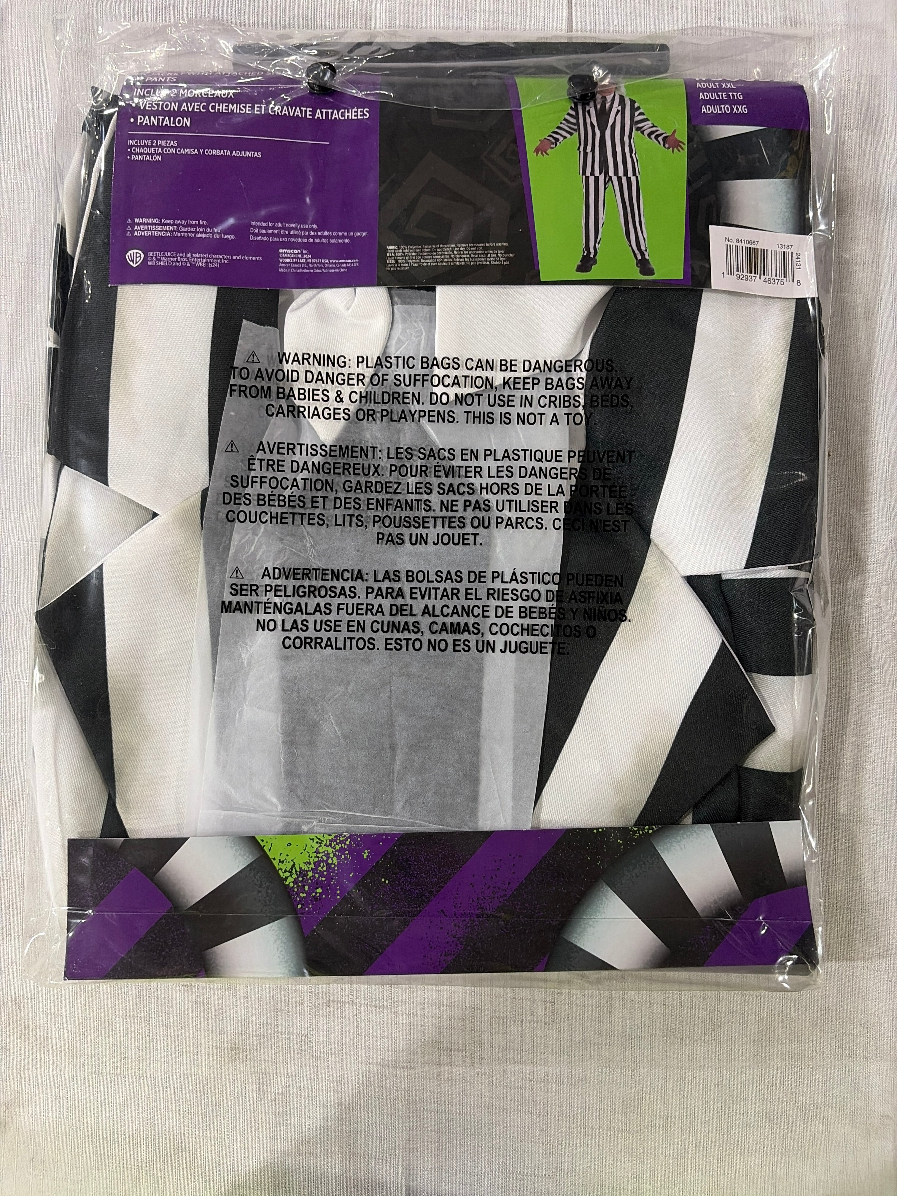 Mens Beetlejuice Costume - Adult 2XL (48-52)