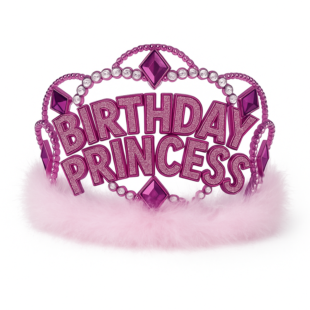 Sparkling Birthday Princess Tiara with Marabou