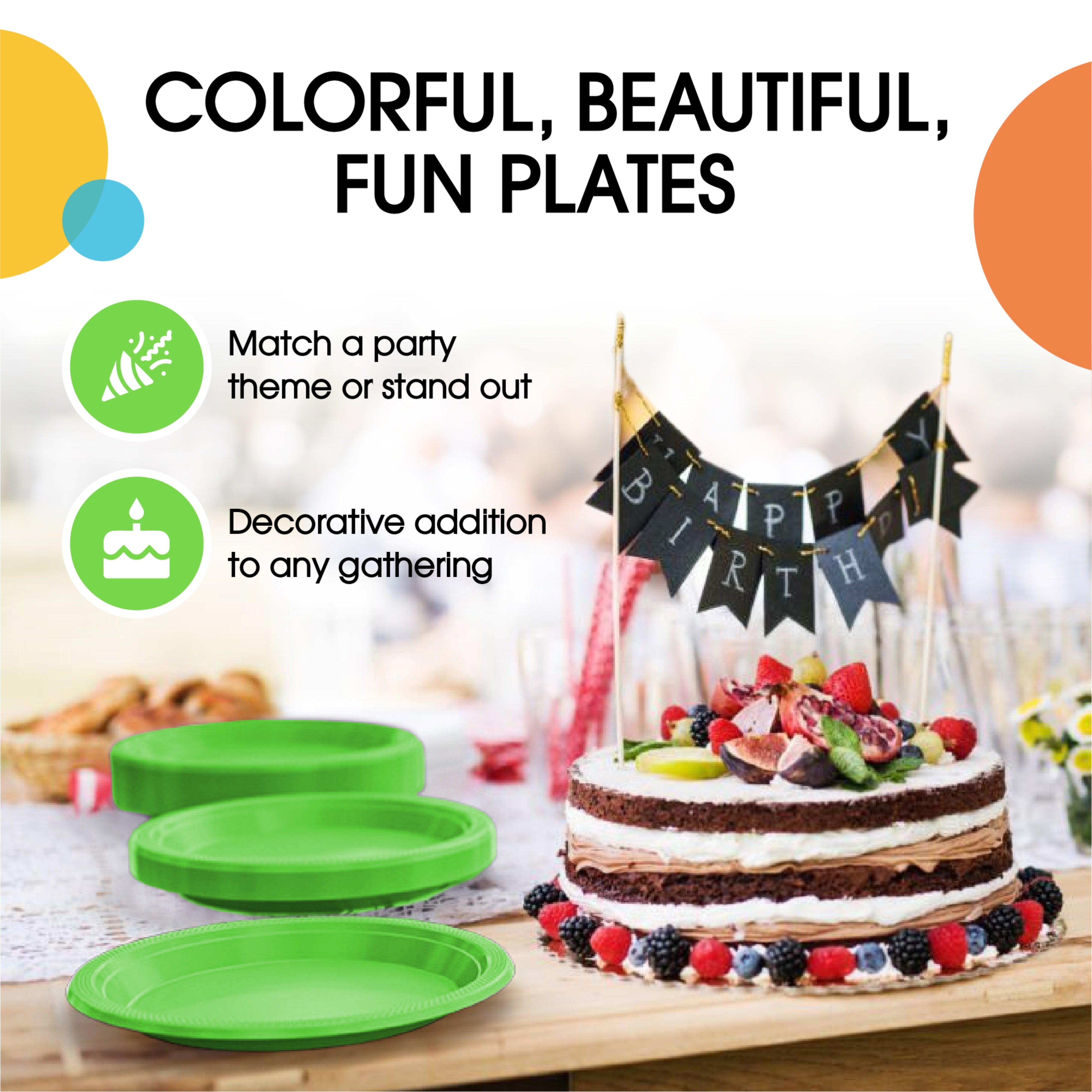 9 In. Lime Green Plastic Plates | 100 Count