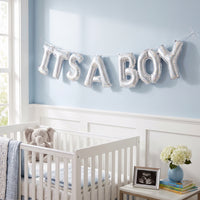 Silver "IT'S A BOY" Holographic Foil Balloon Set