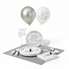 81 Pcs 25th Anniversary Party Kit - For 8 Guests