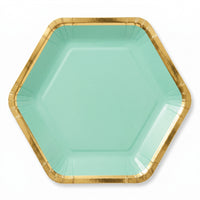 Hexagonal Metallic Willow Party Plates - 7"