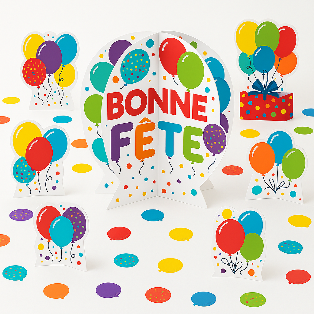 Bonne F√™te Birthday Table Decorating Kit with Confetti