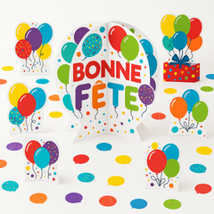Bonne F√™te Birthday Table Decorating Kit with Confetti
