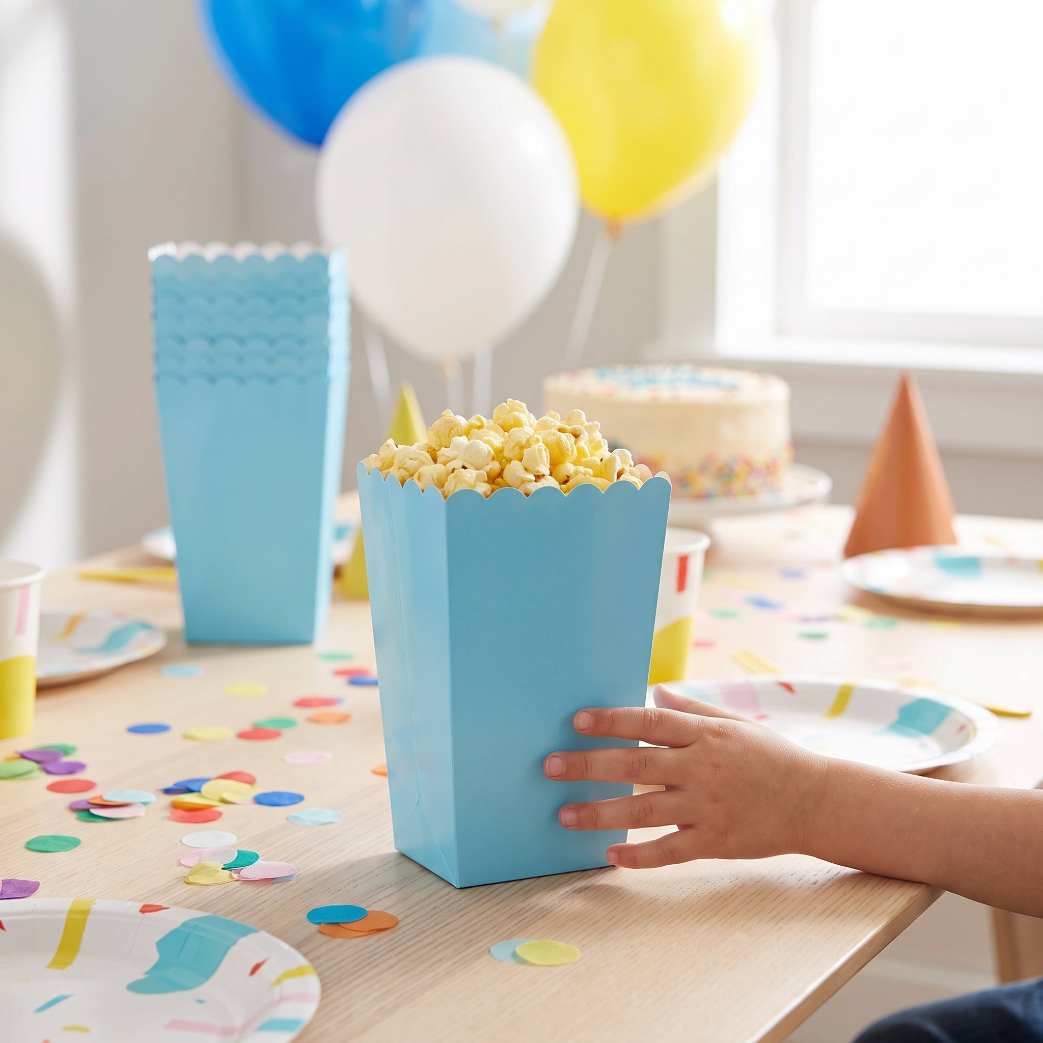 Mini Popcorn Treat Boxes, 5-Pack, Blue