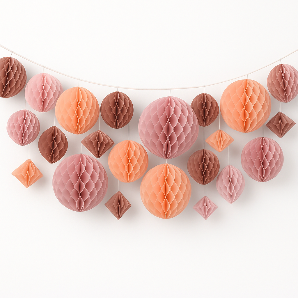 Rose Gold Honeycomb Decoration Kit - 29-Piece Set