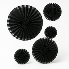 Elegant Black Paper Parasol Fans Set