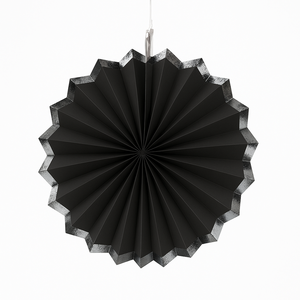 Elegant Black Paper Parasol Fan with Hot Stamp