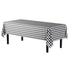 54 In. x 100 Ft. Cut to Size Plastic Table Cover  | Black Gingham | Case of 6