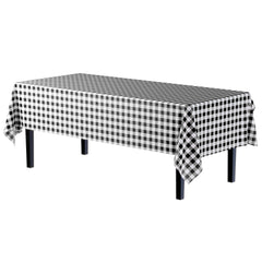 54 In. x 100 Ft. Cut to Size Plastic Table Cover | Black Gingham