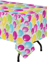 Balloon Print Plastic Table Covers | 12 Pack - 54 In. x 108 In.