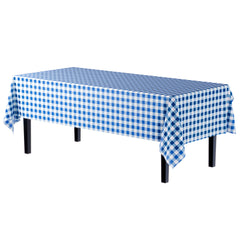 54 In. x 300 Ft. Cut to Size Plastic Table Cover  | Blue Gingham | Case of 4