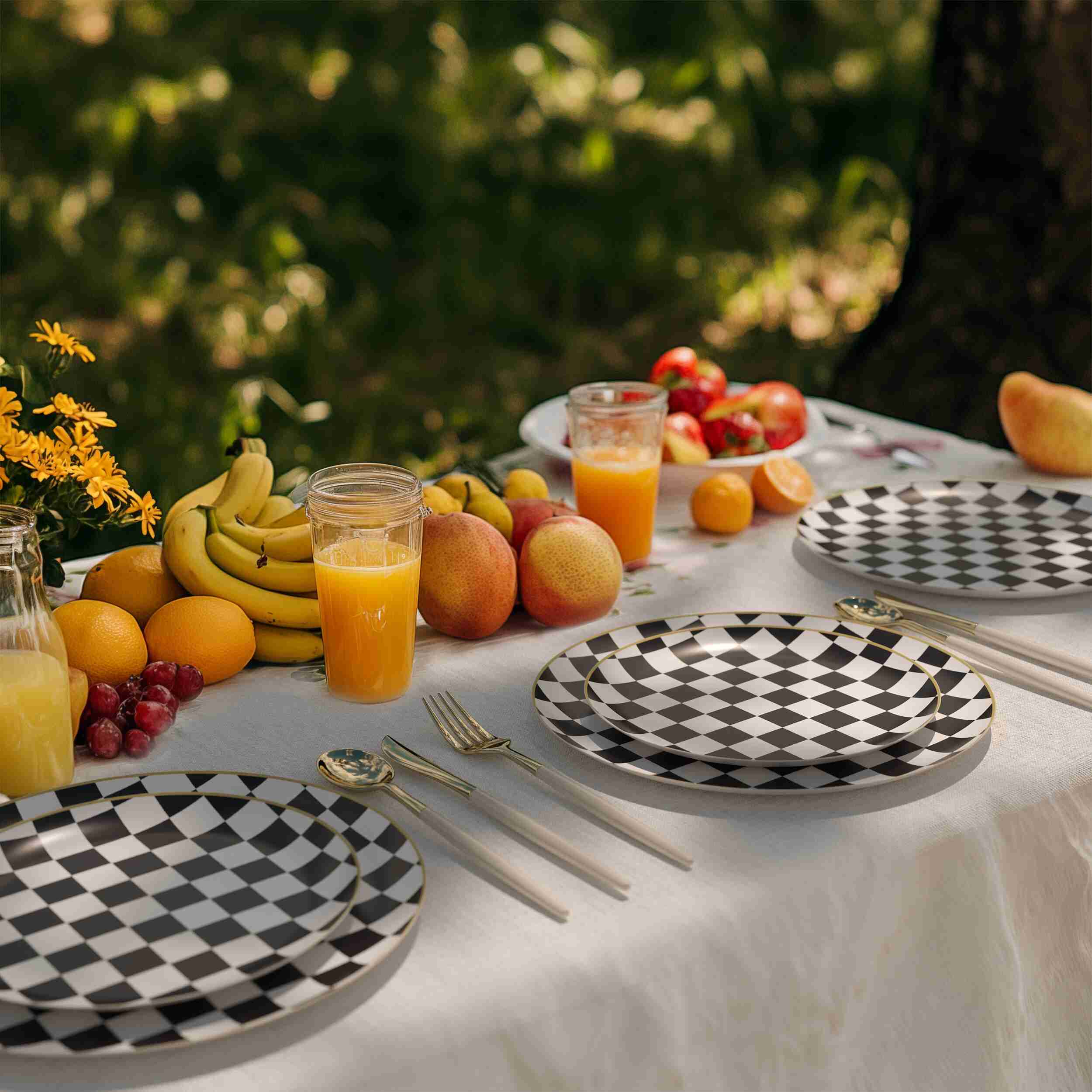 10 In. Earthtrends Checkered Design Plates | 20 Count