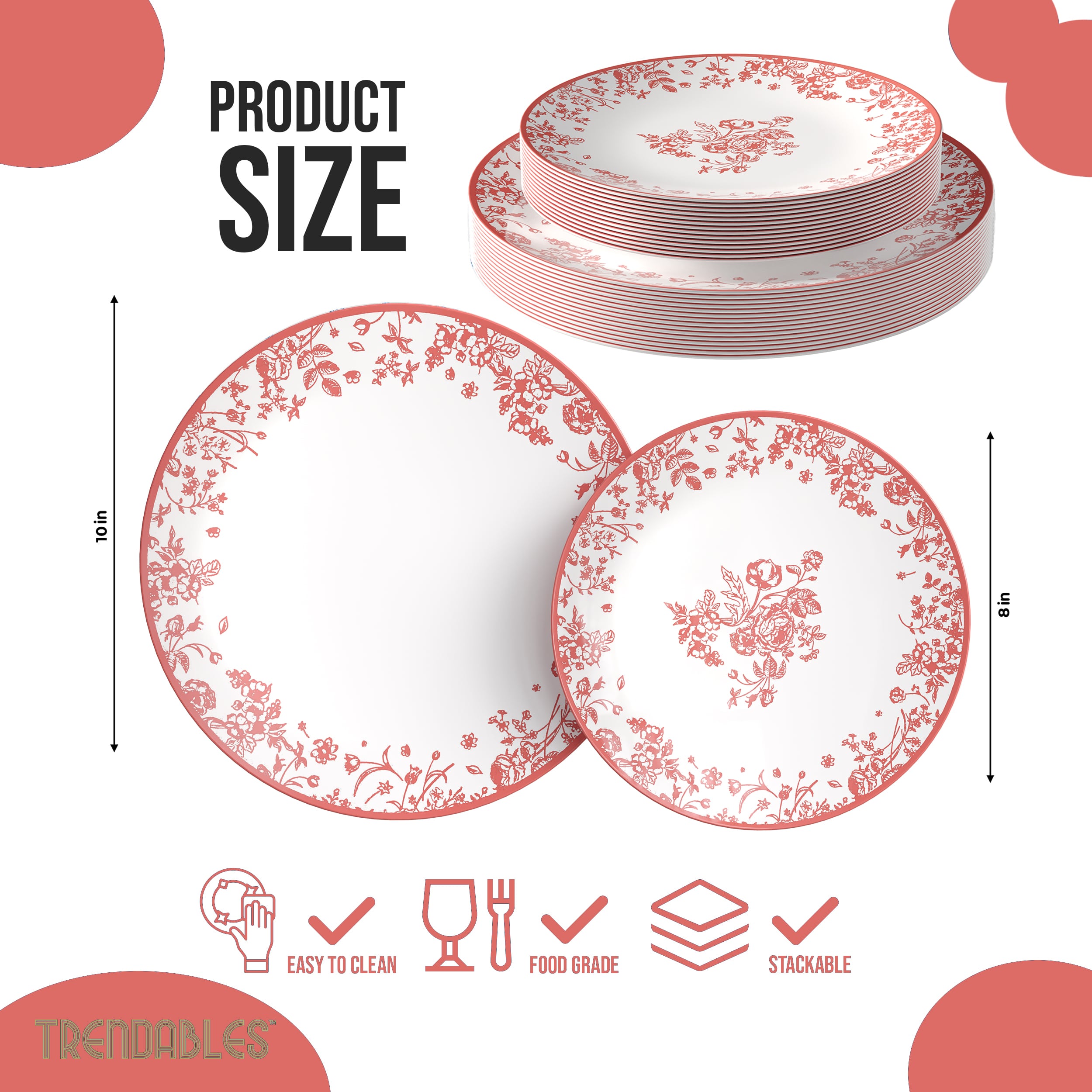 8 In. Toile Design Plastic Plates | 10 Count