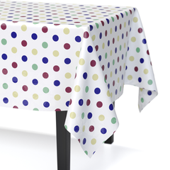 Multi Colored Polka Dot Plastic Table Covers | 12 Pack - 54 In. x 108 In.