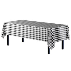54 In. x 300 Ft. Cut to Size Plastic Table Cover  | Black Gingham | Case of 4