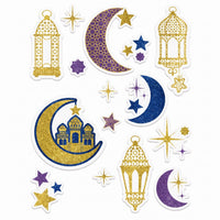 Glitter Crescent Moon & Mosque Eid Vinyl Window Clings