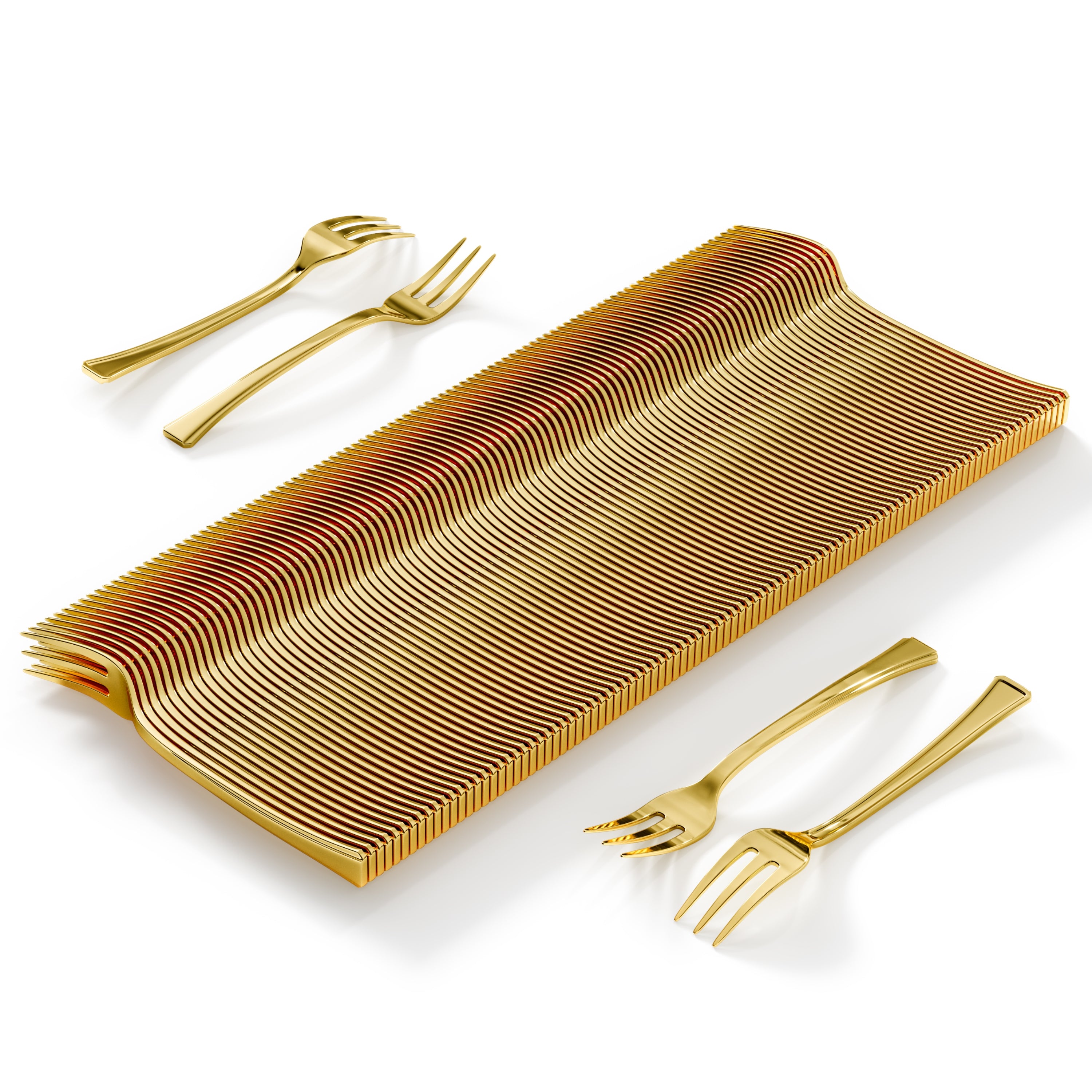 Exquisite Classic Gold Plastic Tasting Forks 100 Count