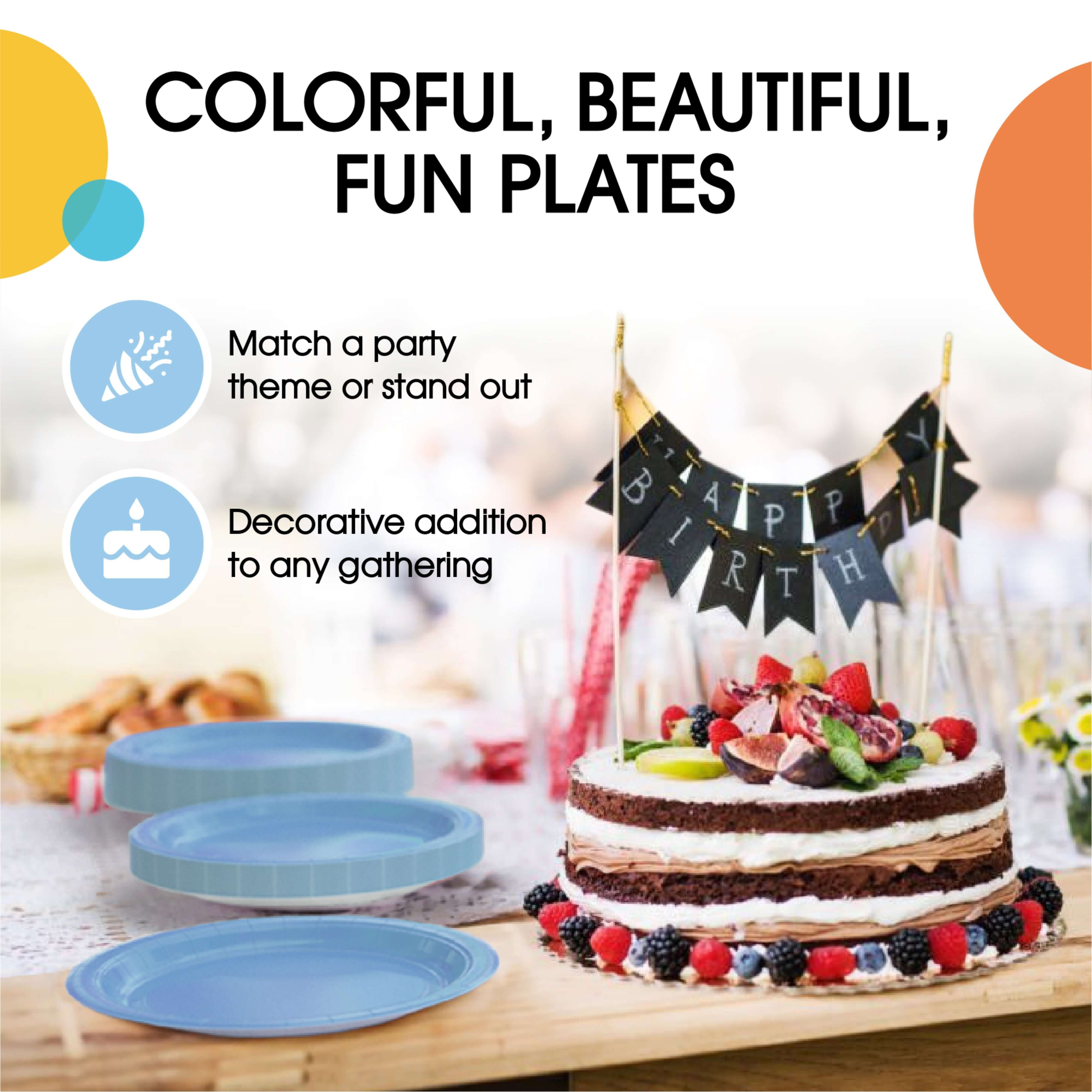 7 In. Light Blue Paper Plates - 50 Ct.