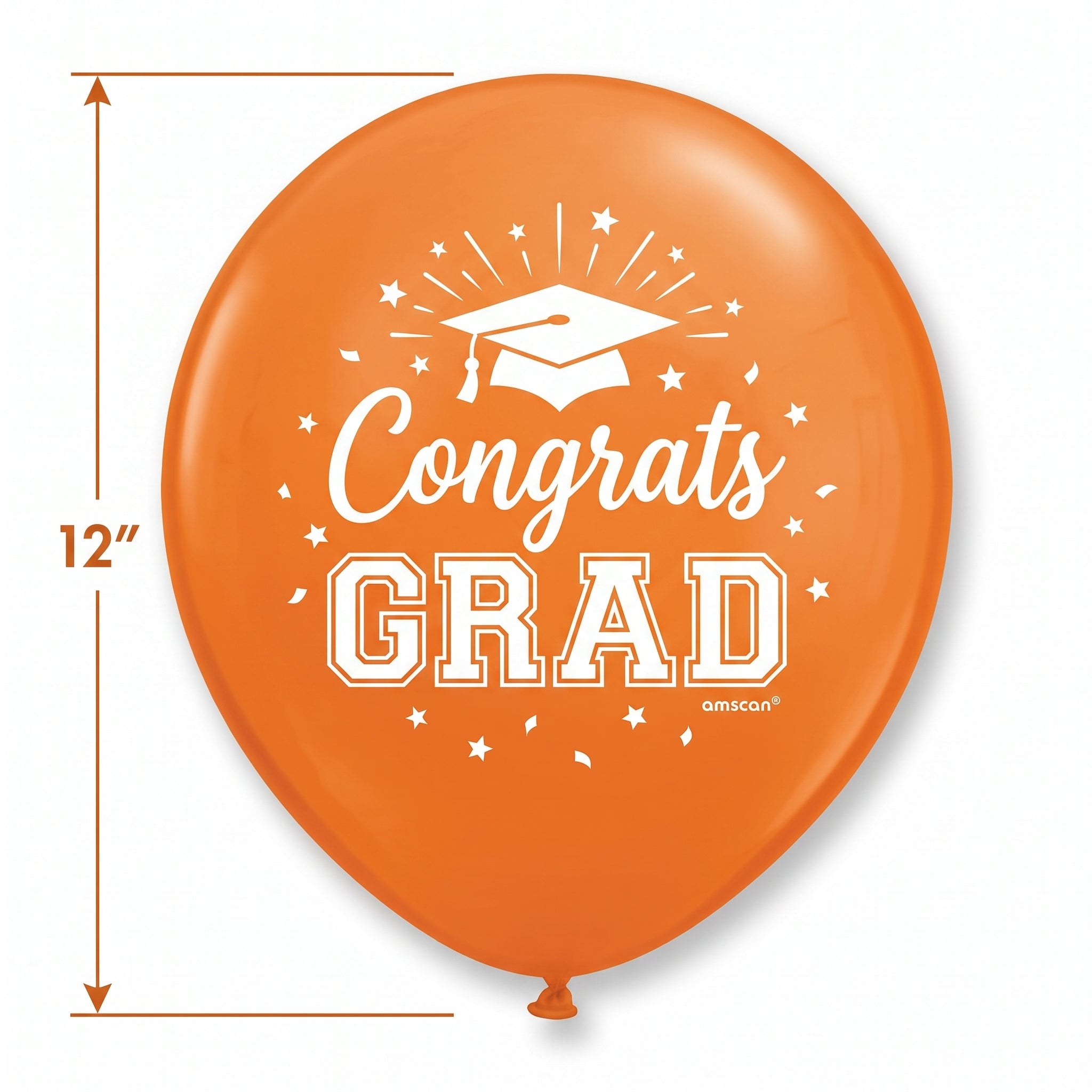 Congrats Grad Orange Latex Balloons, 12-Inch, 15-Pack