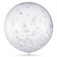White Confetti Latex Balloons, 24-Inch, 2-Pack