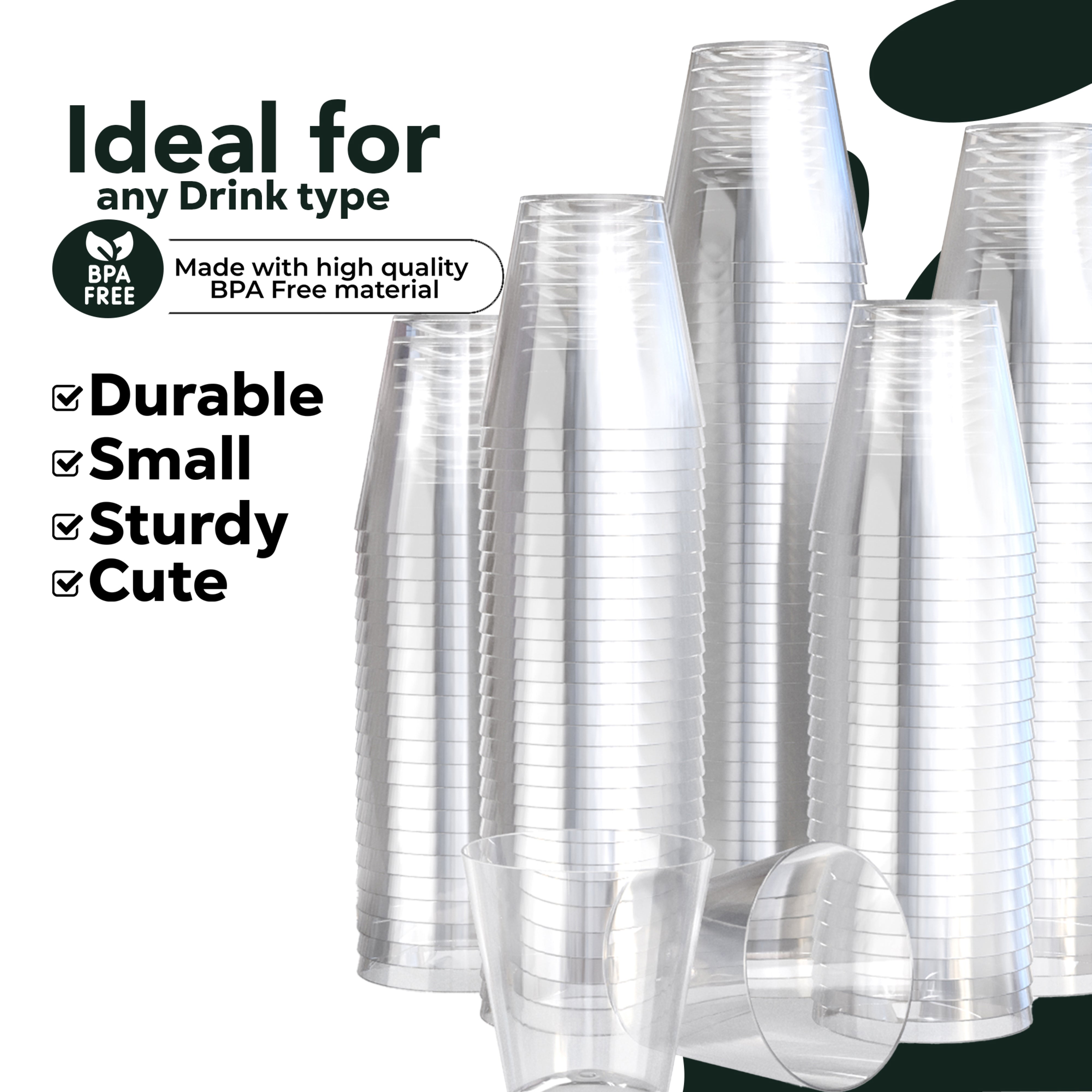 2 Oz. Clear Plastic Shot Glasses | 100 Count