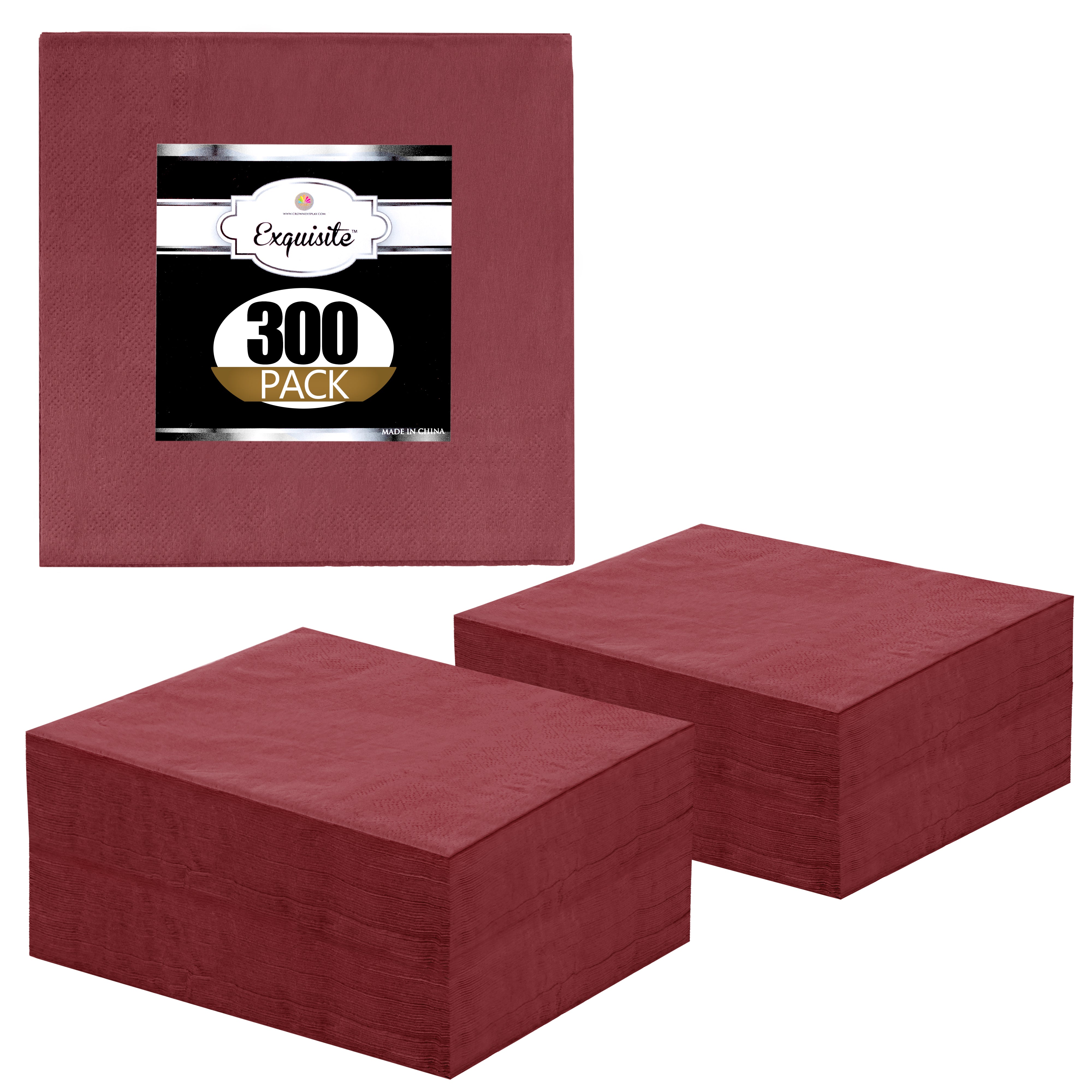 Burgundy Beverage Napkins - 4.75 in. x 4.75 in. | 100 Count