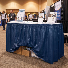 True Navy Plastic Table Skirt - 168" x 29"