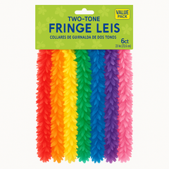 Colorful Two-Tone Fringe Lei Set, 6-Pack