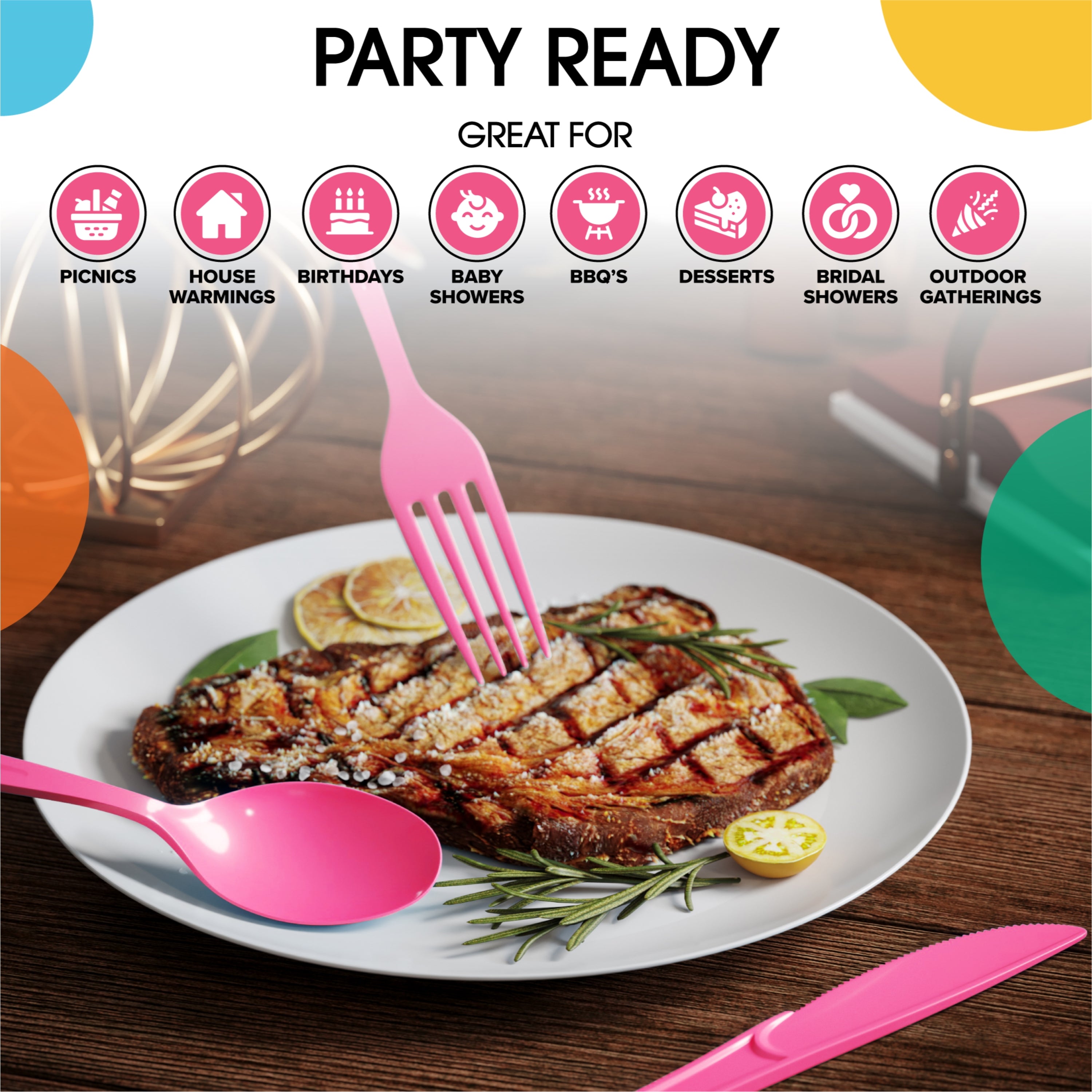 Heavy Duty Cerise Plastic Knives - 7.5 in. - 50 Ct.