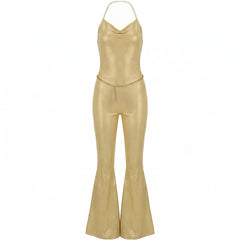 Glamorous Gold Metallic Disco Jumpsuit - Adult L/XL
