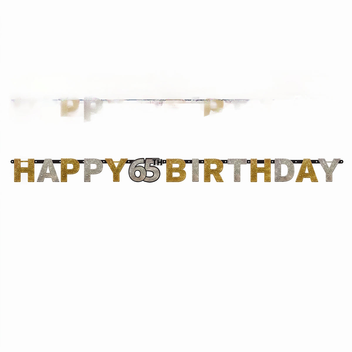 Prismatic 65th Birthday Banner - Gold, Silver & Black