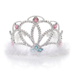 Sparkling Diamond Electronic Tiara with Marabou