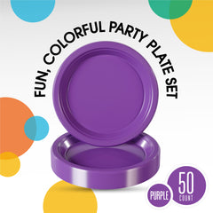 7 In. Purple Plastic Plates | 50 Count