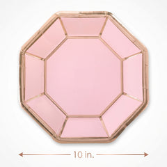 Metallic Blush Octagonal Dinner Plates, 10-Inch, 8-Pack