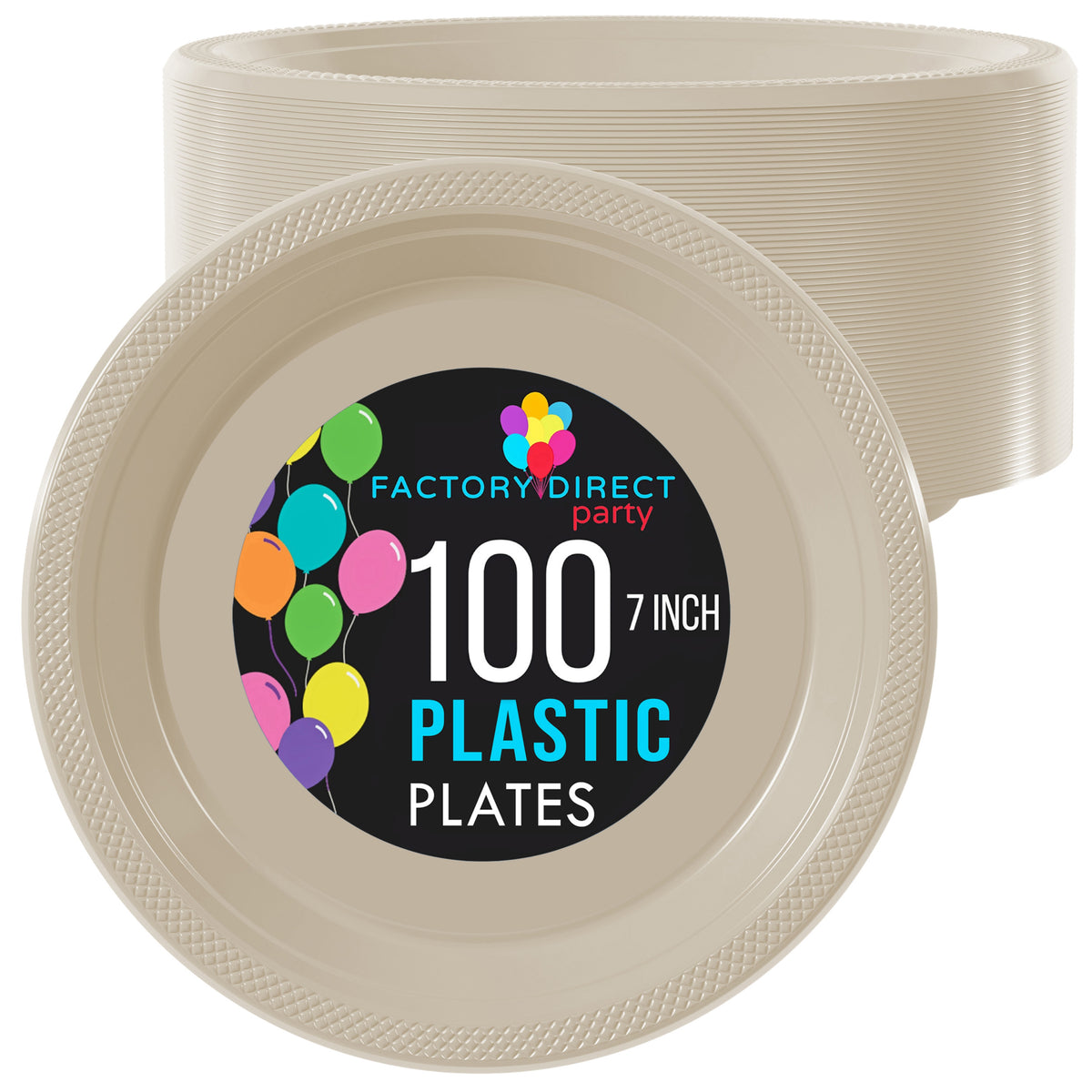 7 In. Ivory Plastic Plates | 100 Count