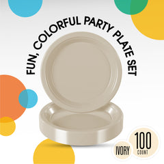 7 In. Ivory Plastic Plates | 100 Count
