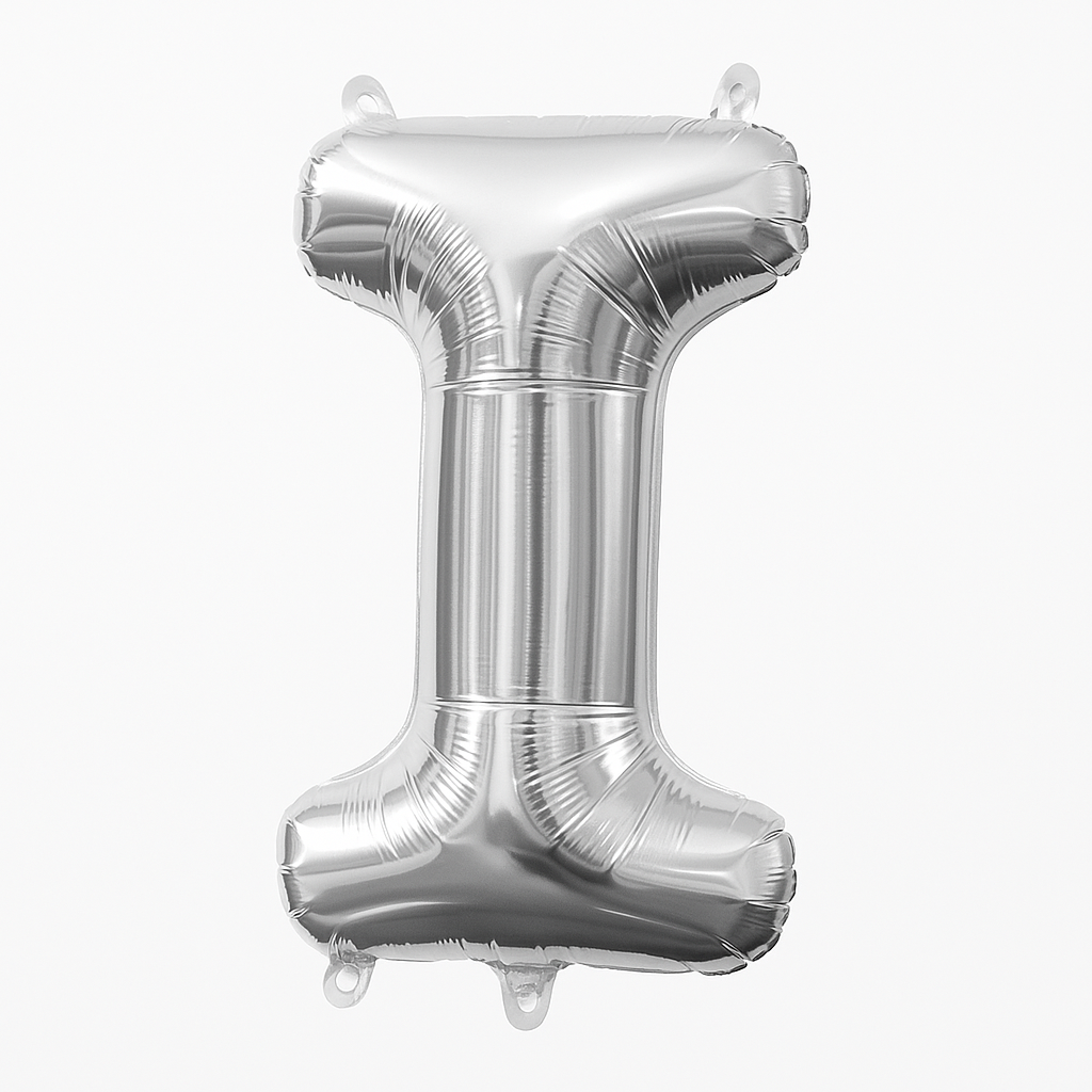 Silver Foil Letter "I" Air-Filled Balloon