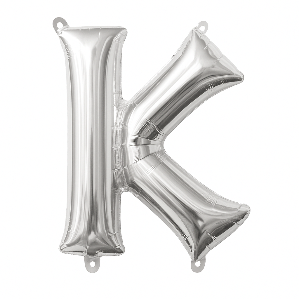 Silver Foil Letter K Balloon - Air Filled