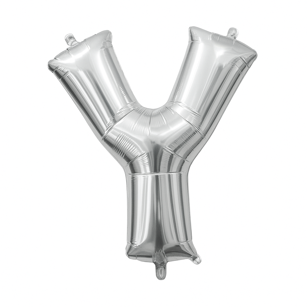 Silver Letter "Y" Foil Balloon - Air Filled