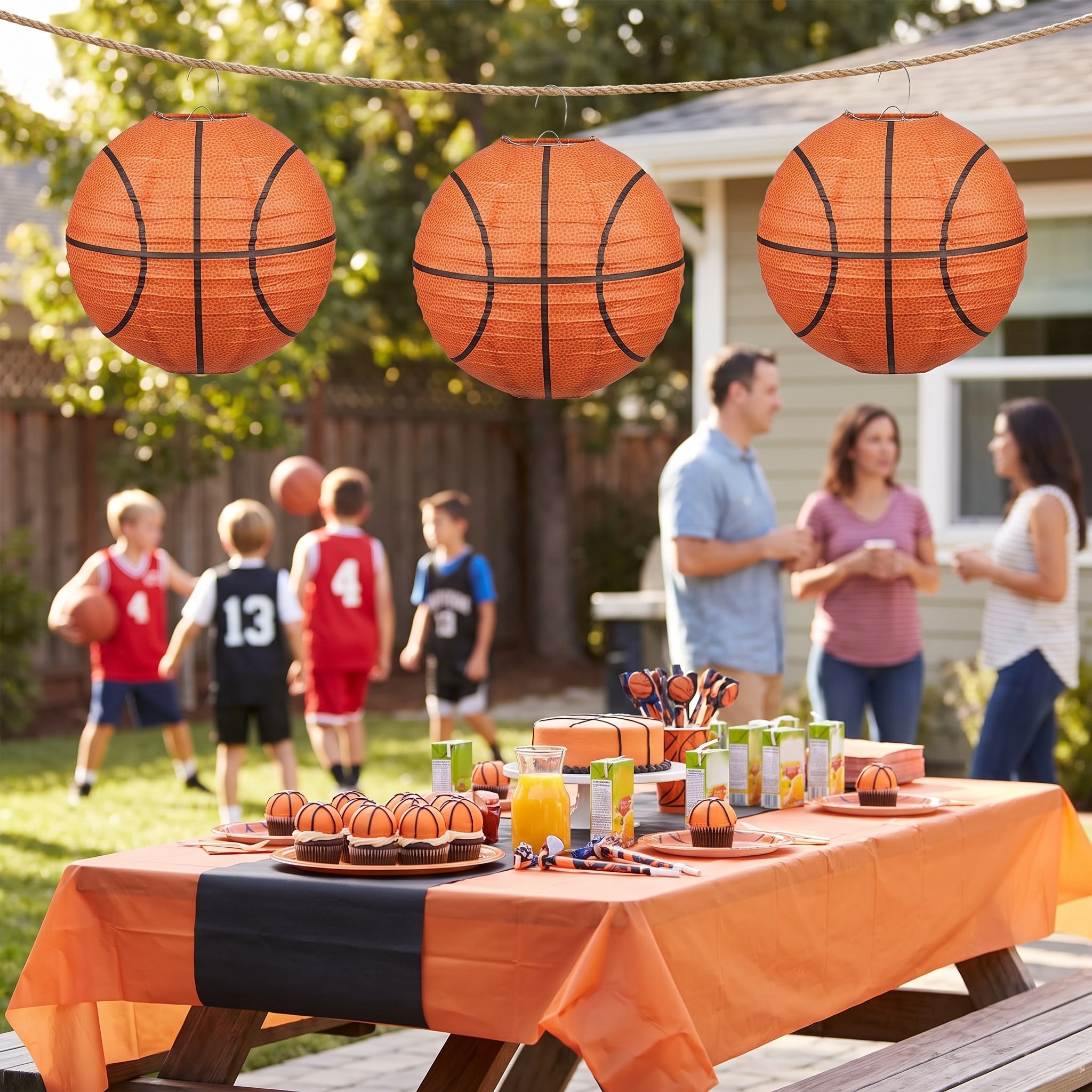 Basketball Paper Lantern Decorations, 9.5-Inch, 3-Pack