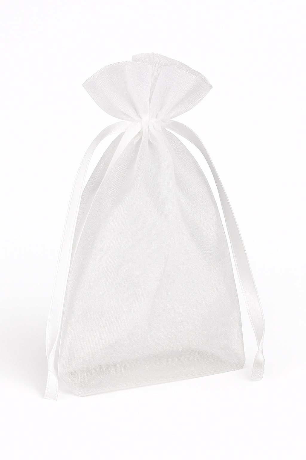 Elegant White Organza Wedding Favor Bags - 12 Pack