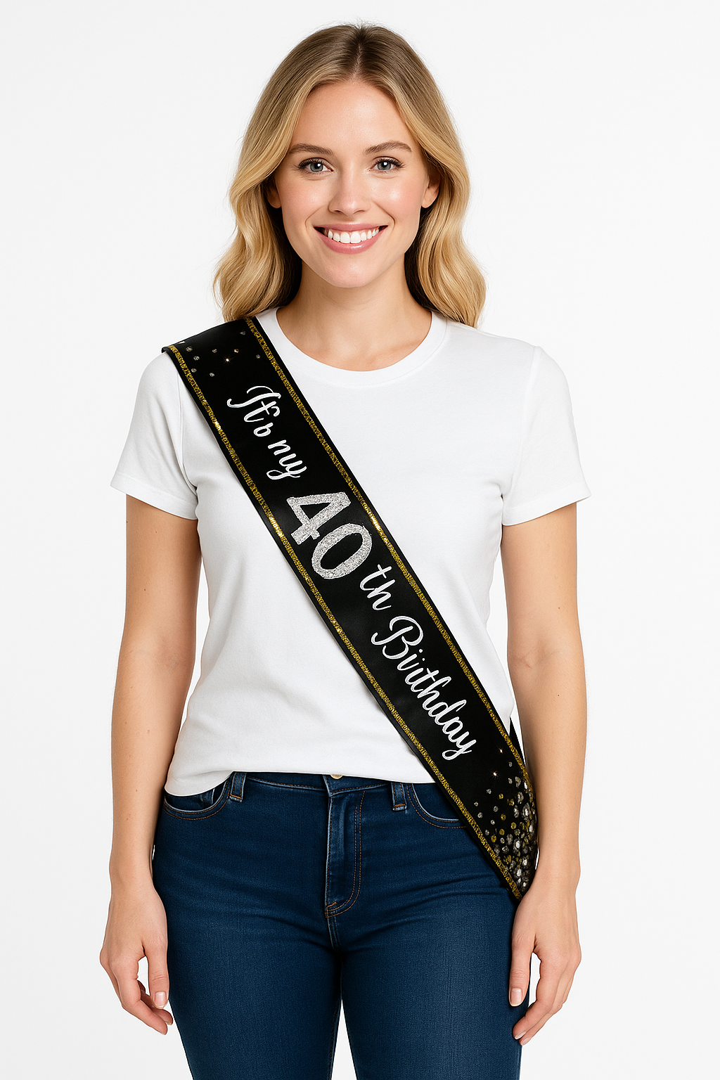 Black & Silver "It's My 40th Birthday" Sparkling Celebration Sash