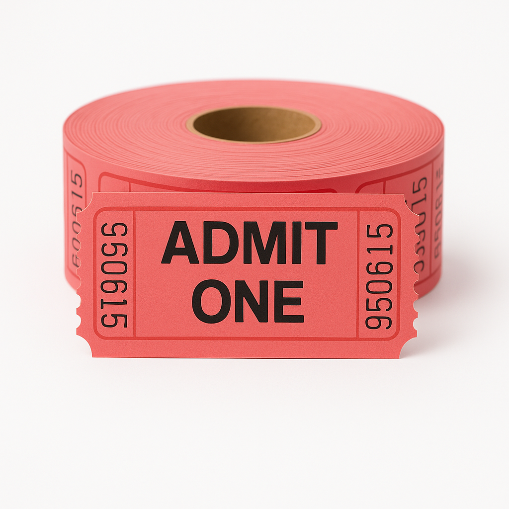 Blue "Admit One" Ticket Roll - 1000 Pairs