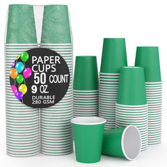 9 Oz. Emerald Green Paper Cups | 50 Count