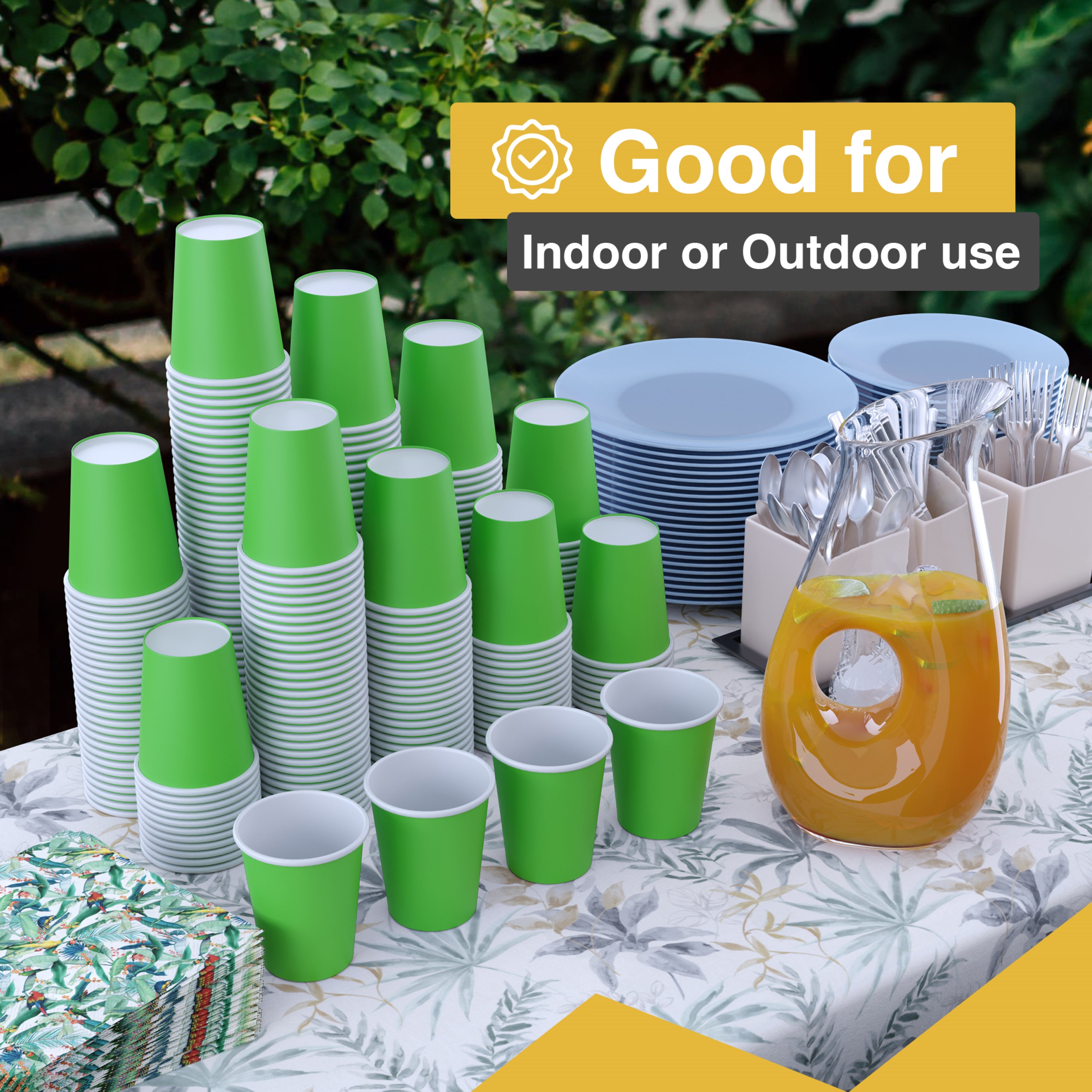 9 Oz. Lime Green Paper Cups | 50 Count