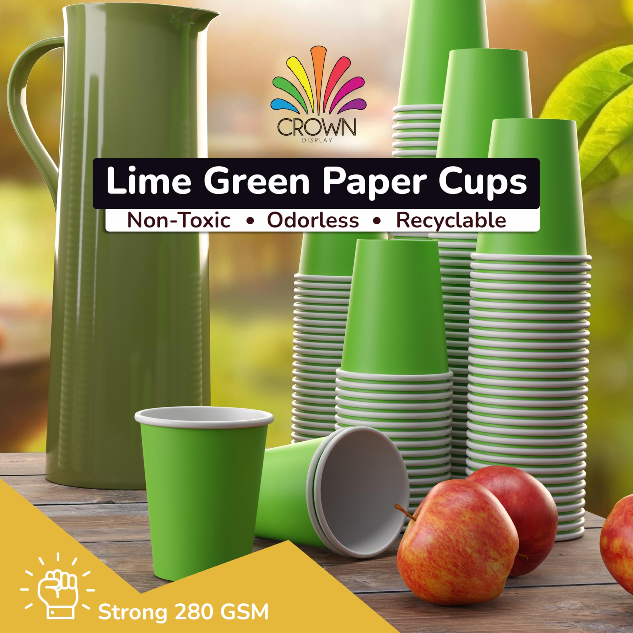 9 Oz. Lime Green Paper Cups | 50 Count